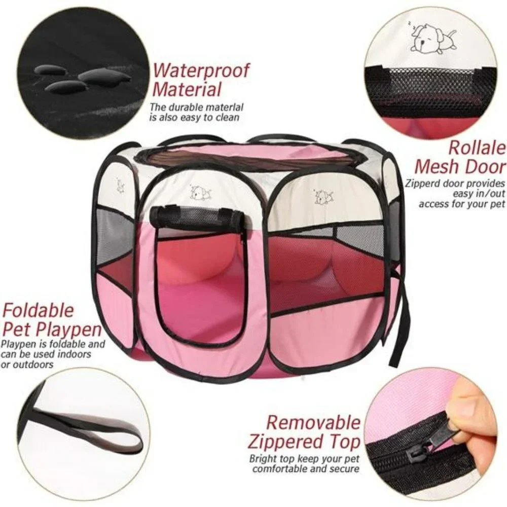 Portable Foldable Pet Playpen, Water Resistant Dog Playpen